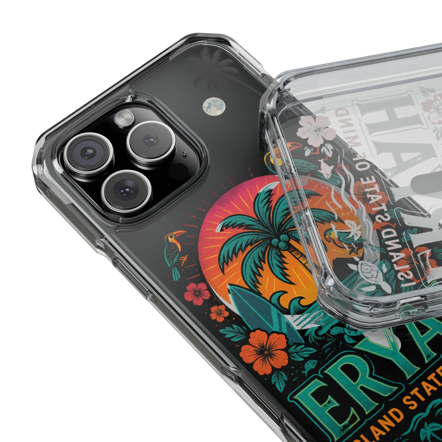 Tropical Phone Case featuring ,Eryah, Island State of Mind' Design,  Clear Magnetic Impact Protection, Perfect Gift for Vacation