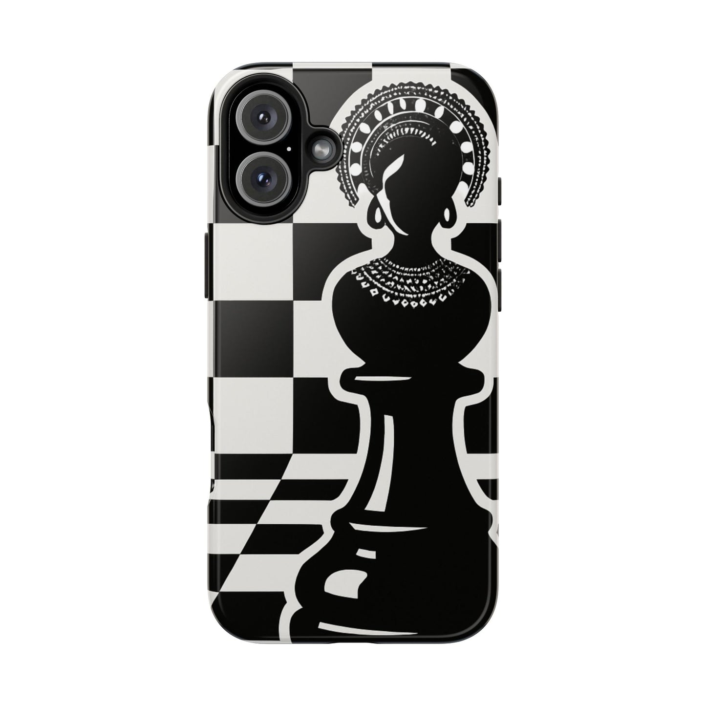 Chess Queen Phone Case, Tough Phone Cases, Stylish Accessories, Unique Gift, Geometric Design, Black and White Aesthetic