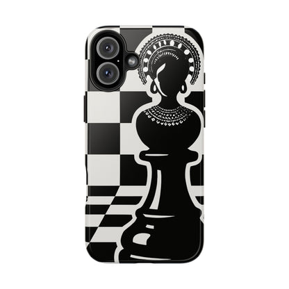 Chess Queen Phone Case, Tough Phone Cases, Stylish Accessories, Unique Gift, Geometric Design, Black and White Aesthetic