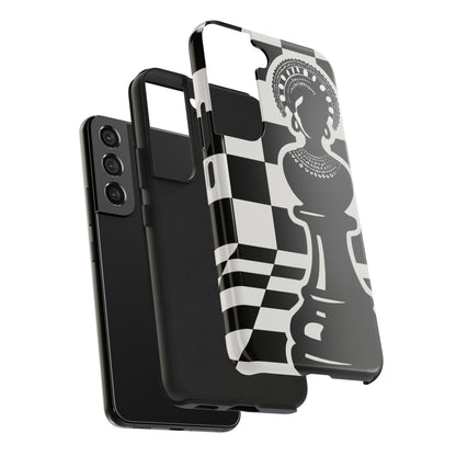 Chess Queen Phone Case, Tough Phone Cases, Stylish Accessories, Unique Gift, Geometric Design, Black and White Aesthetic