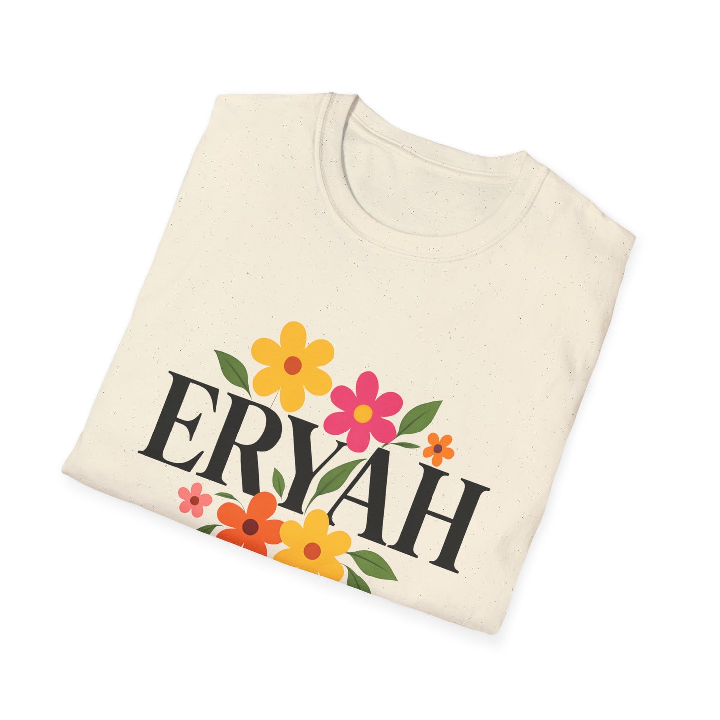 "ERYAH Floral Power Typography Tee - Retro Bloom Streetwear"