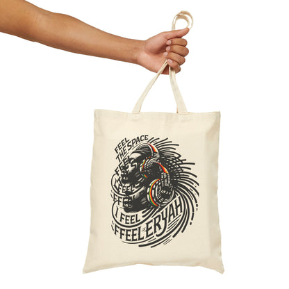 Vibrant Art Tote Bag - Feel the Space, Music Lover, Eco-Friendly Shopper, Gift for Artists, Boho Canvas Bag