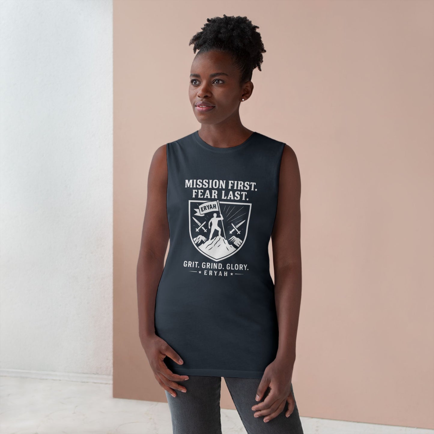 Unisex Barnard Tank: Mission First, Plan Last, Inspirational Workout Top, Casual Summer Shirt, Fitness Gift, Gym Wear