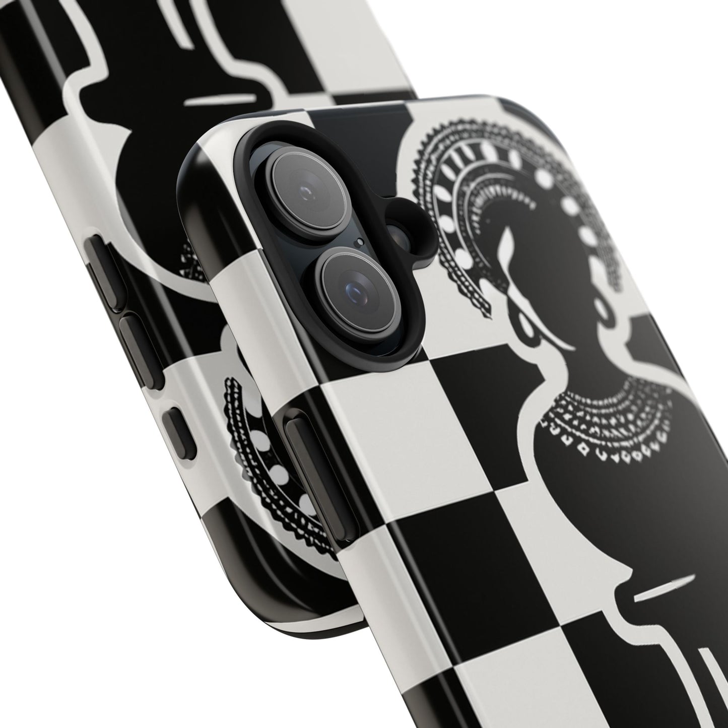 Chess Queen Phone Case, Tough Phone Cases, Stylish Accessories, Unique Gift, Geometric Design, Black and White Aesthetic