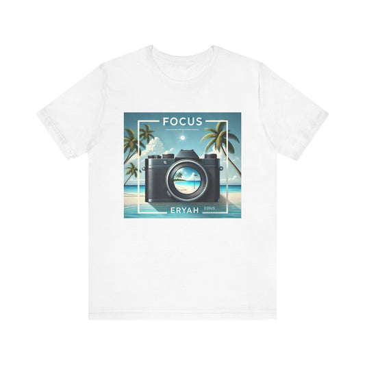 📸 "FOCUS" Beach Camera Tee – Tropical Lens Vibes 📸