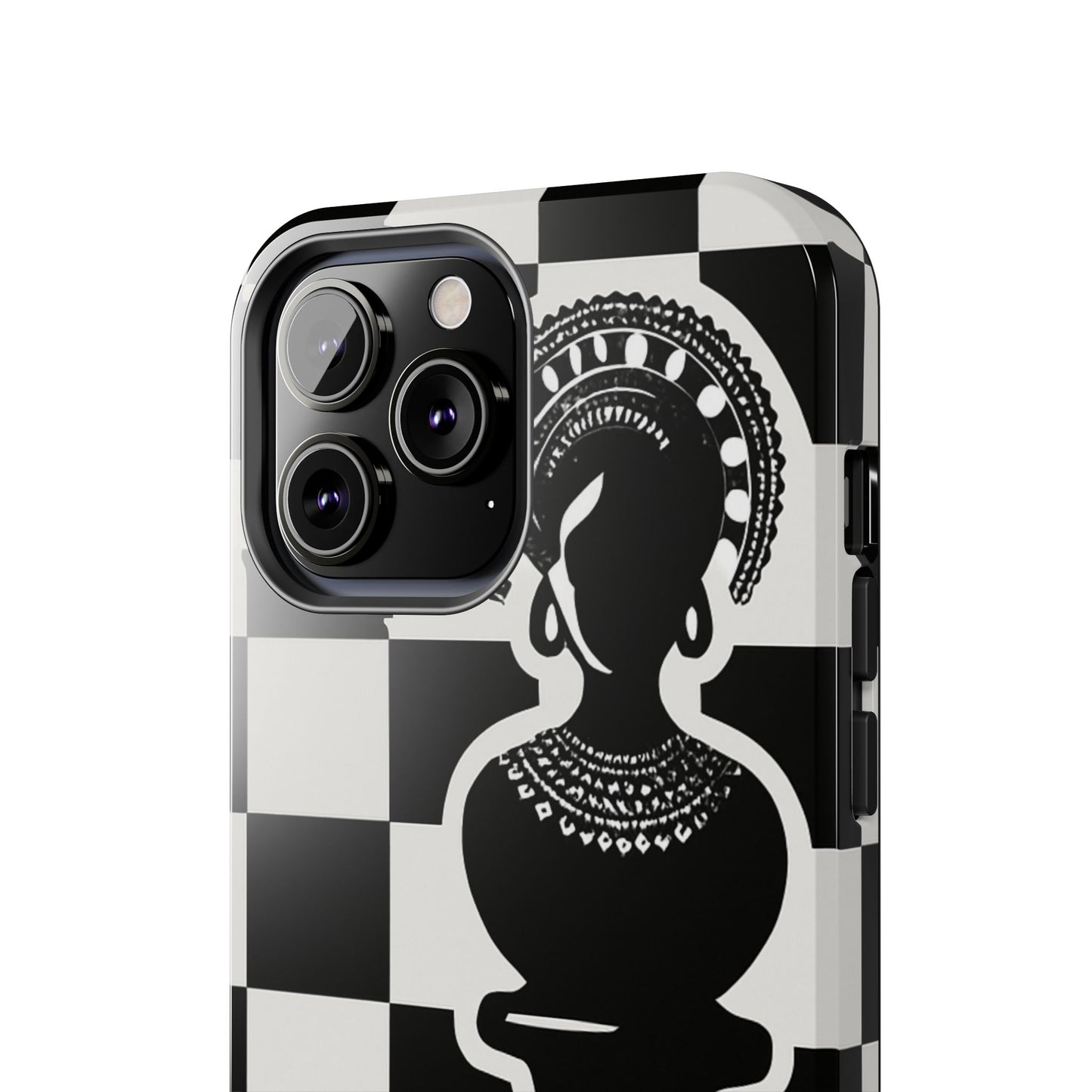 Chess Queen Phone Case, Tough Phone Cases, Stylish Accessories, Unique Gift, Geometric Design, Black and White Aesthetic