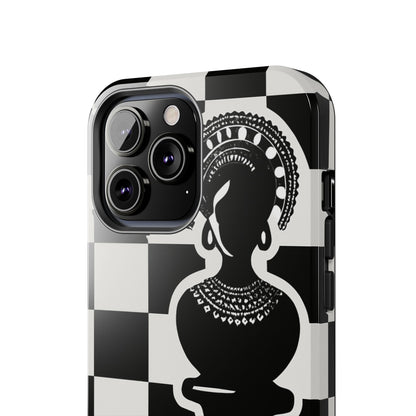 Chess Queen Phone Case, Tough Phone Cases, Stylish Accessories, Unique Gift, Geometric Design, Black and White Aesthetic
