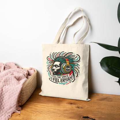 Vibrant Art Tote Bag - Feel the Space, Music Lover, Eco-Friendly Shopper, Gift for Artists, Boho Canvas Bag
