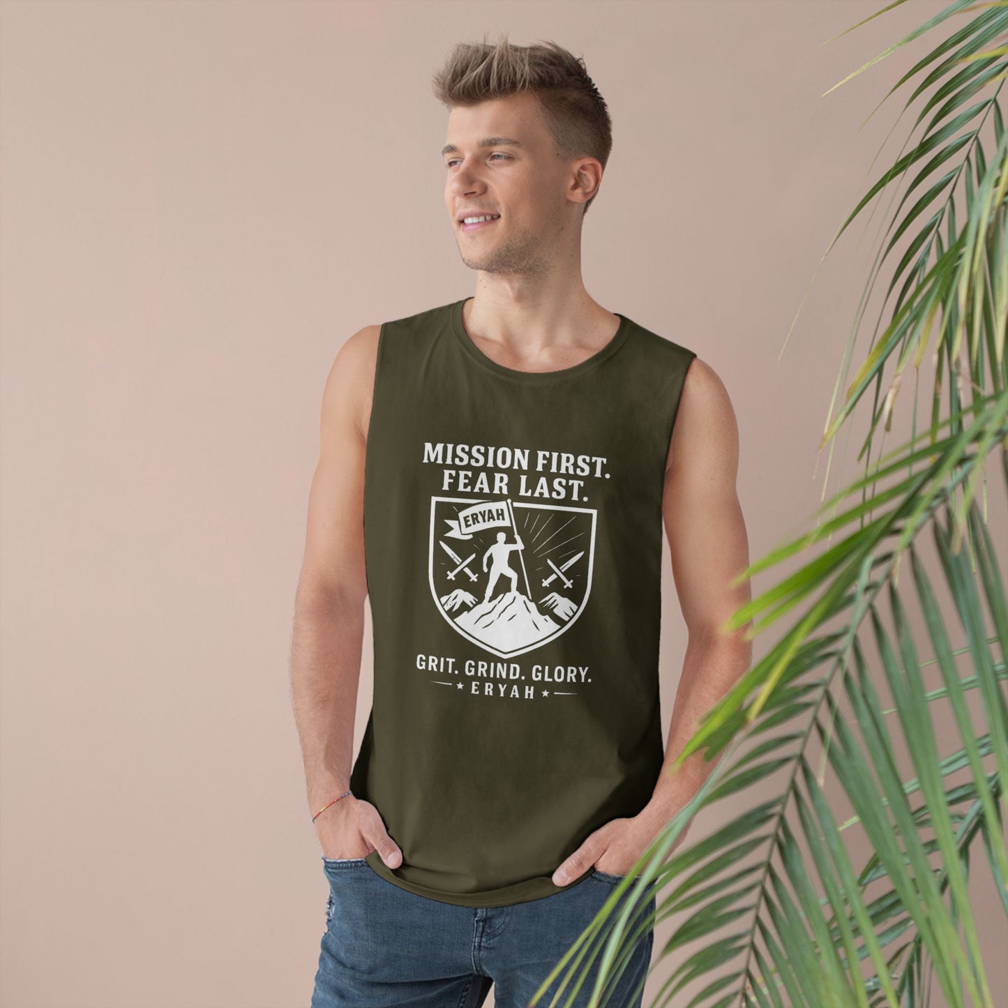 Unisex Barnard Tank: Mission First, Plan Last, Inspirational Workout Top, Casual Summer Shirt, Fitness Gift, Gym Wear