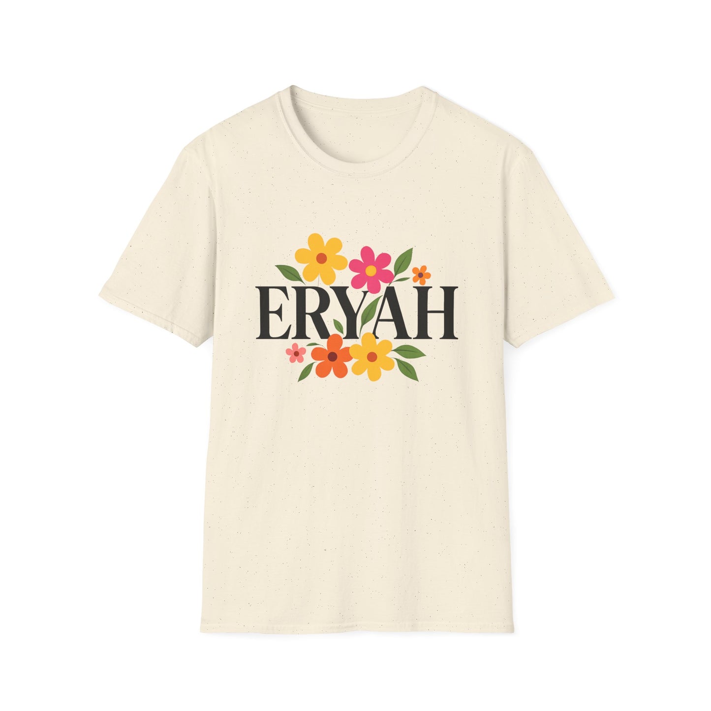 "ERYAH Floral Power Typography Tee - Retro Bloom Streetwear"