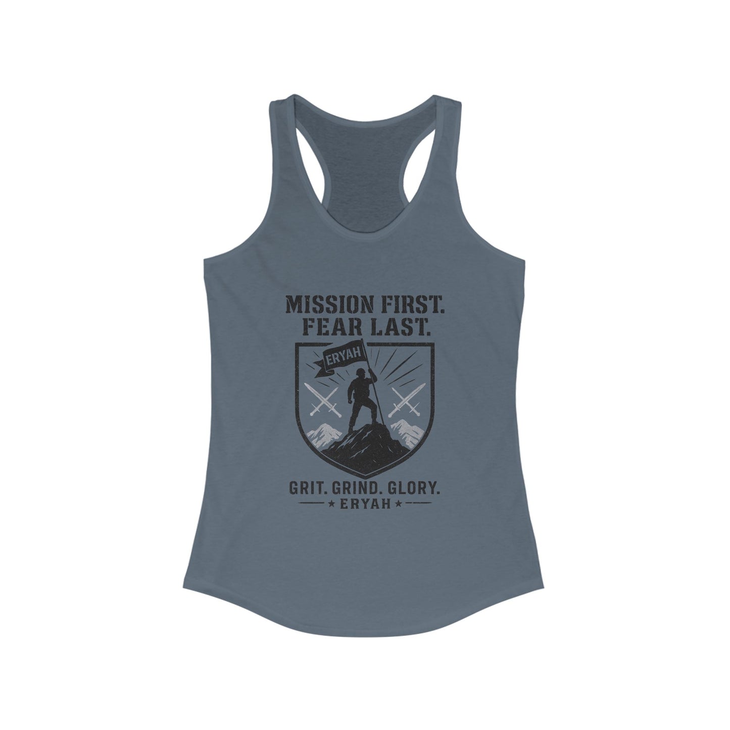 Mission First Women's Tank Top - Grit, Grind, Glory, Athletic Wear, Fitness Apparel, Inspirational Workout Shirt