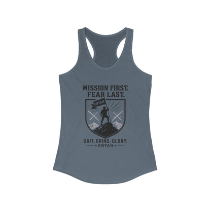 Mission First Women's Tank Top - Grit, Grind, Glory, Athletic Wear, Fitness Apparel, Inspirational Workout Shirt