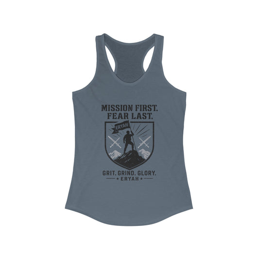 Mission First Women's Tank Top - Grit, Grind, Glory, Athletic Wear, Fitness Apparel, Inspirational Workout Shirt