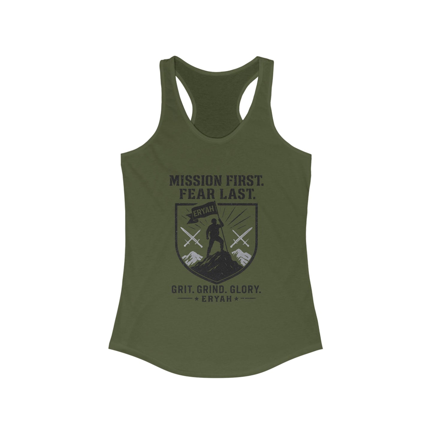 Mission First Women's Tank Top - Grit, Grind, Glory, Athletic Wear, Fitness Apparel, Inspirational Workout Shirt
