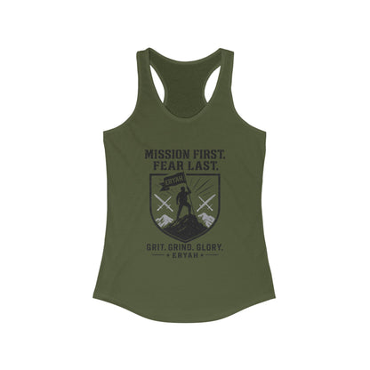 Mission First Women's Tank Top - Grit, Grind, Glory, Athletic Wear, Fitness Apparel, Inspirational Workout Shirt