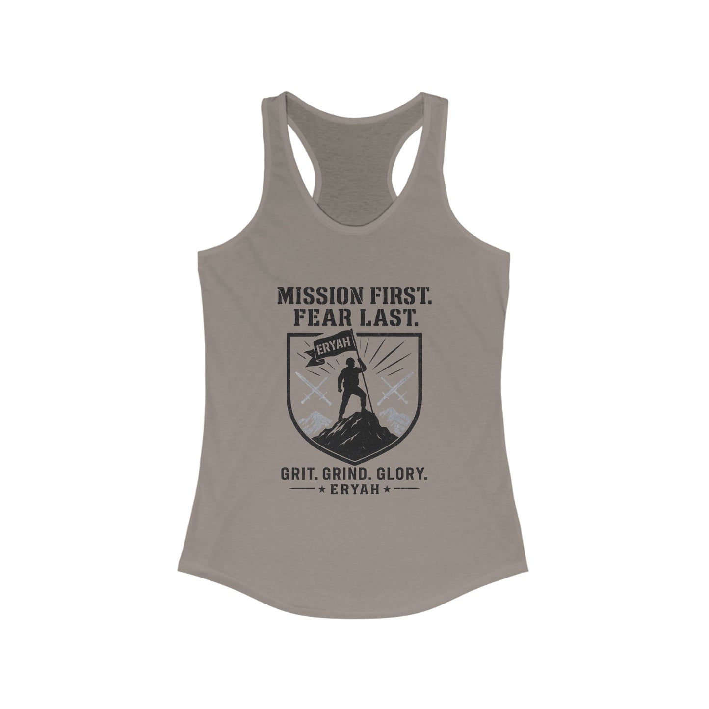 Mission First Women's Tank Top - Grit, Grind, Glory, Athletic Wear, Fitness Apparel, Inspirational Workout Shirt