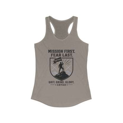 Mission First Women's Tank Top - Grit, Grind, Glory, Athletic Wear, Fitness Apparel, Inspirational Workout Shirt