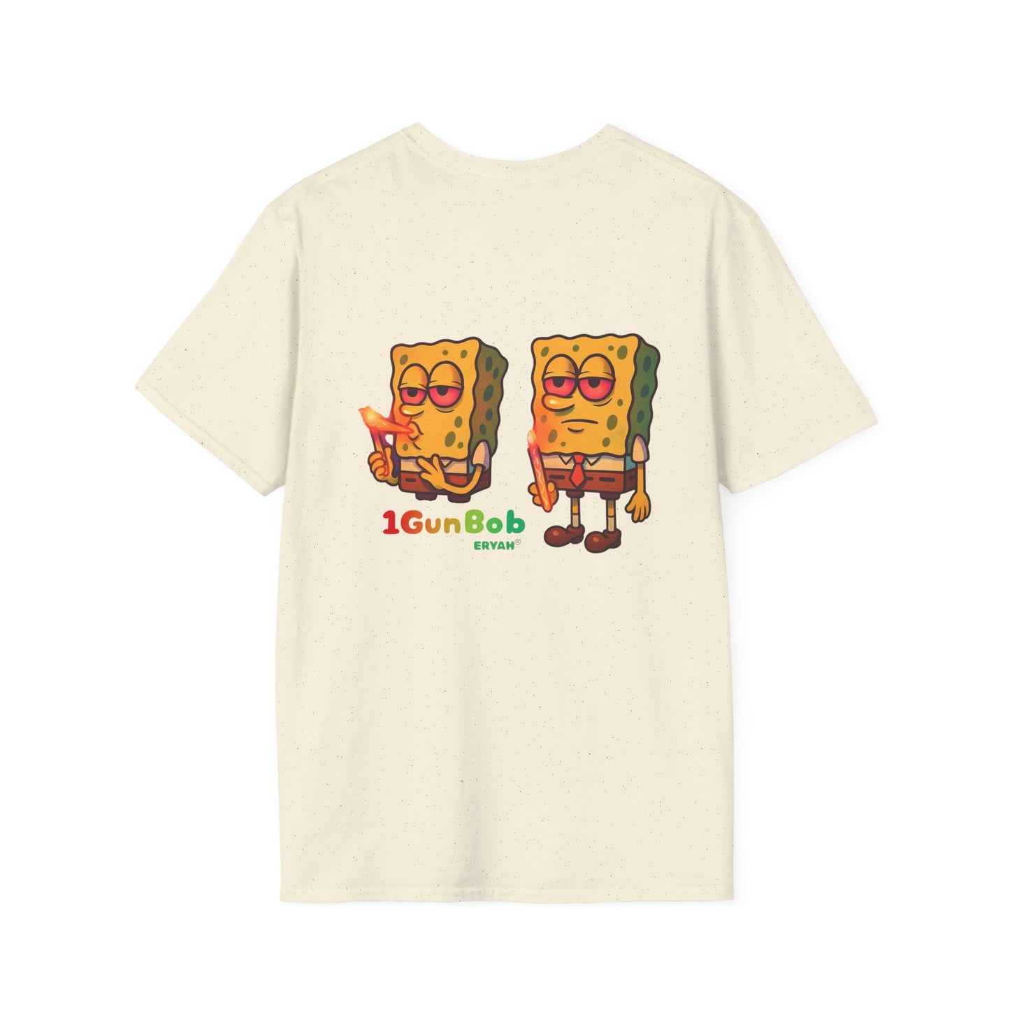 1GunBob – The Blazed Sponge 🧽🔥🪵, Chill SpongeBob Tee, Fun Graphic Tee, Casual Wear, Gift for Fans, Humor Apparel, Unique Summer Shirt