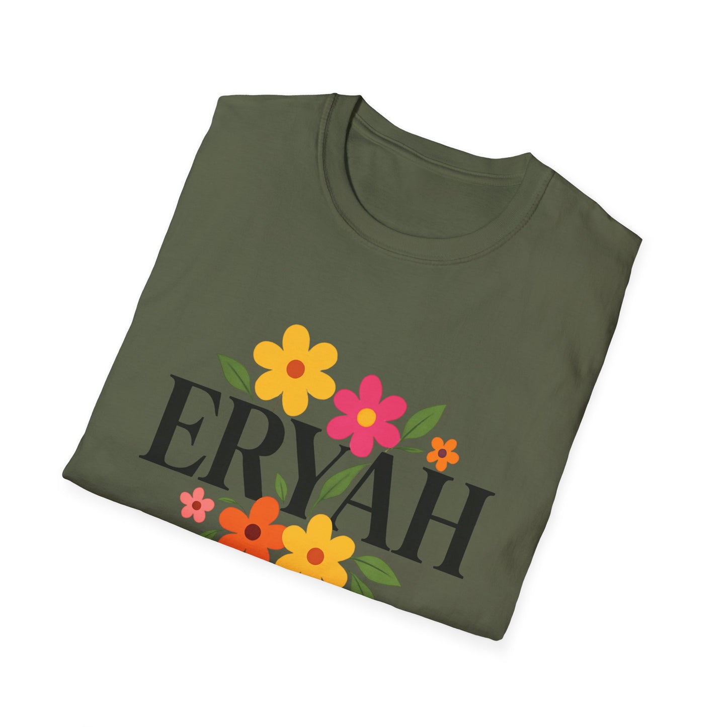 "ERYAH Floral Power Typography Tee - Retro Bloom Streetwear"