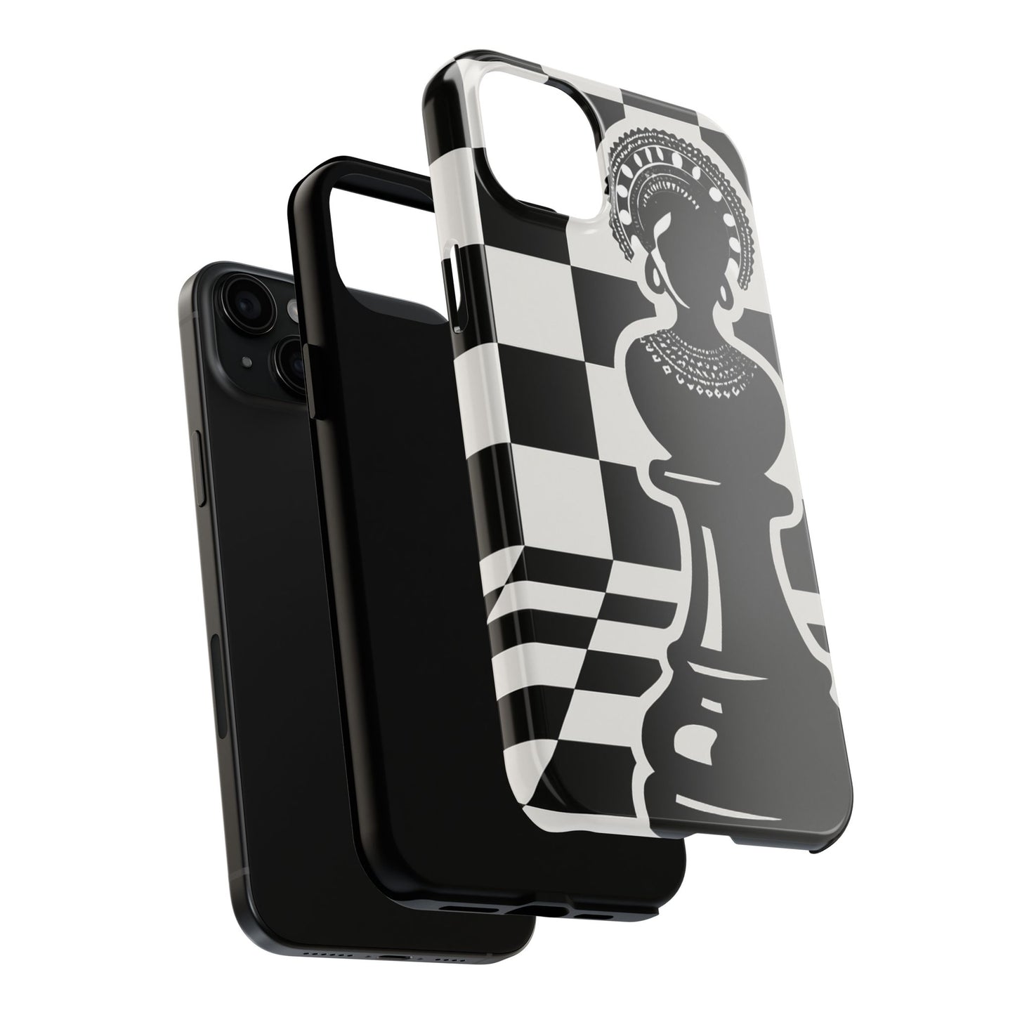 Chess Queen Phone Case, Tough Phone Cases, Stylish Accessories, Unique Gift, Geometric Design, Black and White Aesthetic