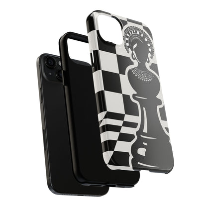 Chess Queen Phone Case, Tough Phone Cases, Stylish Accessories, Unique Gift, Geometric Design, Black and White Aesthetic