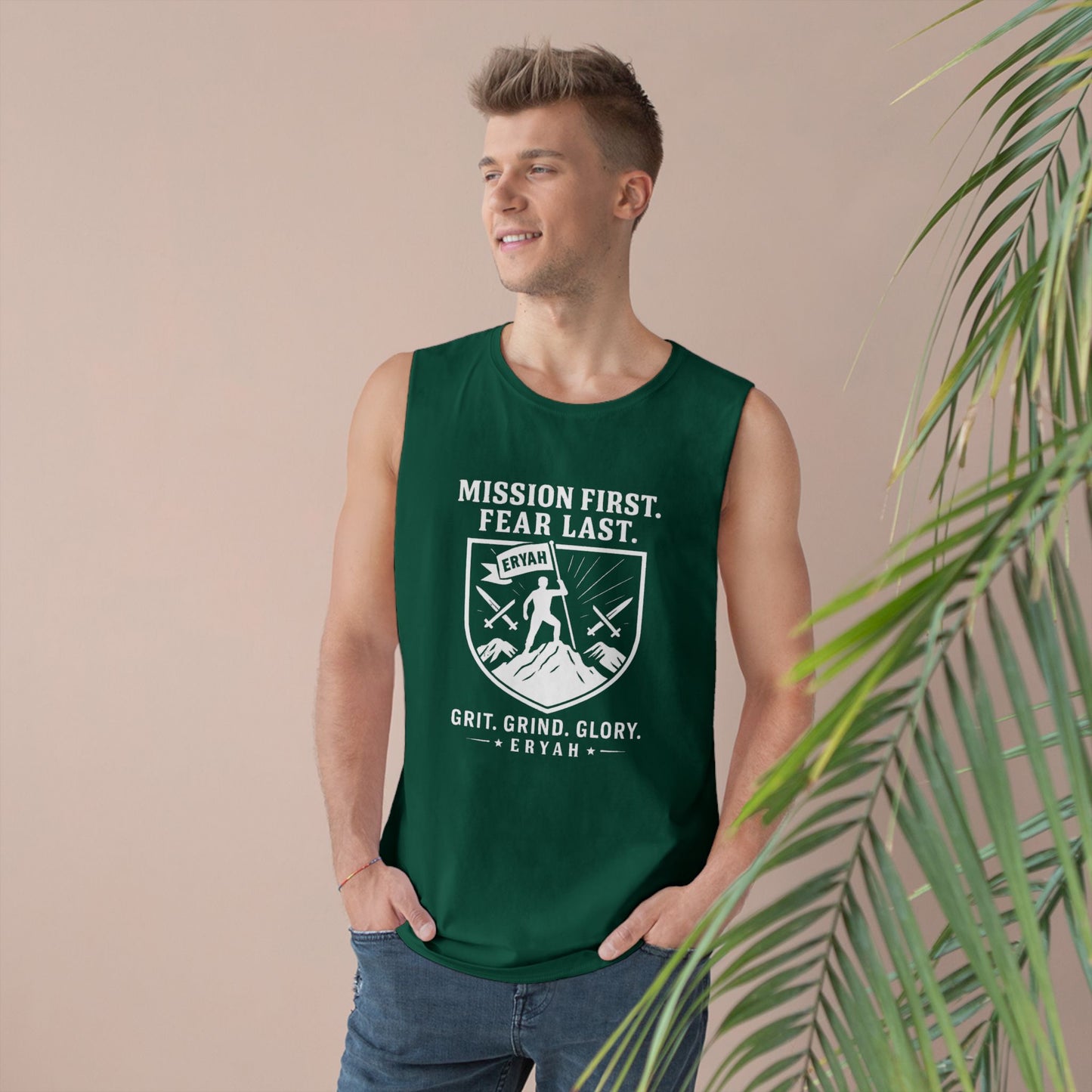 Unisex Barnard Tank: Mission First, Plan Last, Inspirational Workout Top, Casual Summer Shirt, Fitness Gift, Gym Wear
