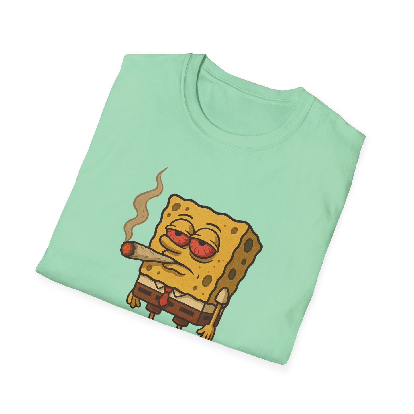 1GunBob – The Blazed Sponge 🧽🔥🪵, Chill SpongeBob Tee, Fun Graphic Tee, Casual Wear, Gift for Fans, Humor Apparel, Unique Summer Shirt