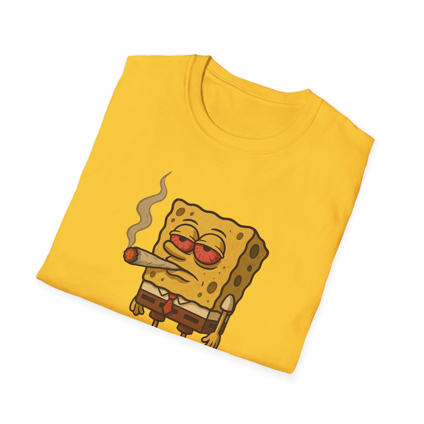 1GunBob – The Blazed Sponge 🧽🔥🪵, Chill SpongeBob Tee, Fun Graphic Tee, Casual Wear, Gift for Fans, Humor Apparel, Unique Summer Shirt