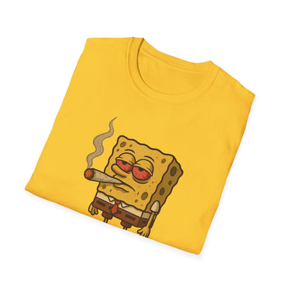 1GunBob – The Blazed Sponge 🧽🔥🪵, Chill SpongeBob Tee, Fun Graphic Tee, Casual Wear, Gift for Fans, Humor Apparel, Unique Summer Shirt