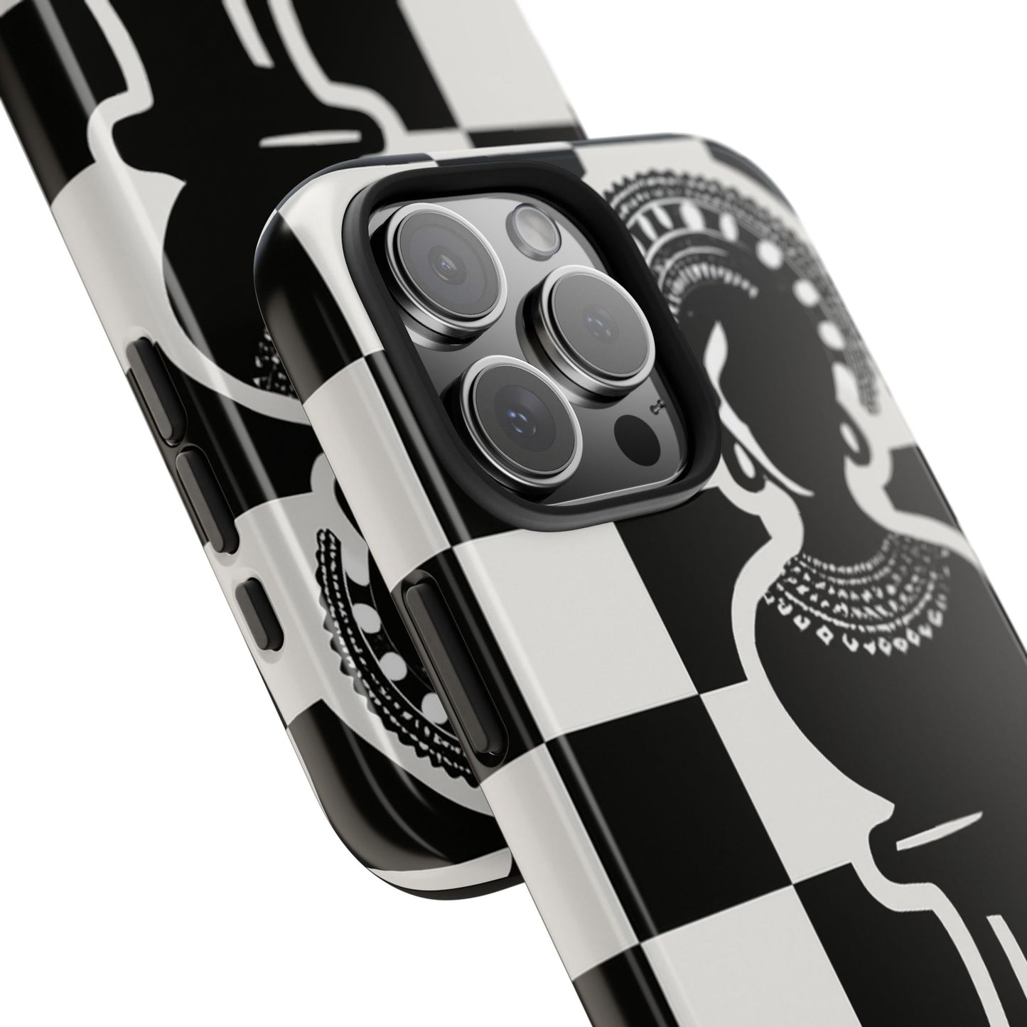 Chess Queen Phone Case, Tough Phone Cases, Stylish Accessories, Unique Gift, Geometric Design, Black and White Aesthetic