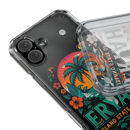 Tropical Phone Case featuring ,Eryah, Island State of Mind' Design,  Clear Magnetic Impact Protection, Perfect Gift for Vacation