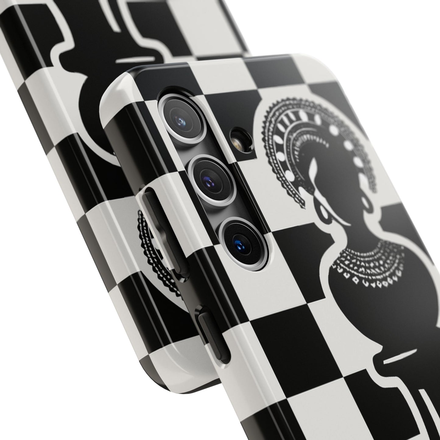 Chess Queen Phone Case, Tough Phone Cases, Stylish Accessories, Unique Gift, Geometric Design, Black and White Aesthetic
