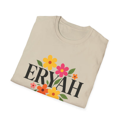 "ERYAH Floral Power Typography Tee - Retro Bloom Streetwear"