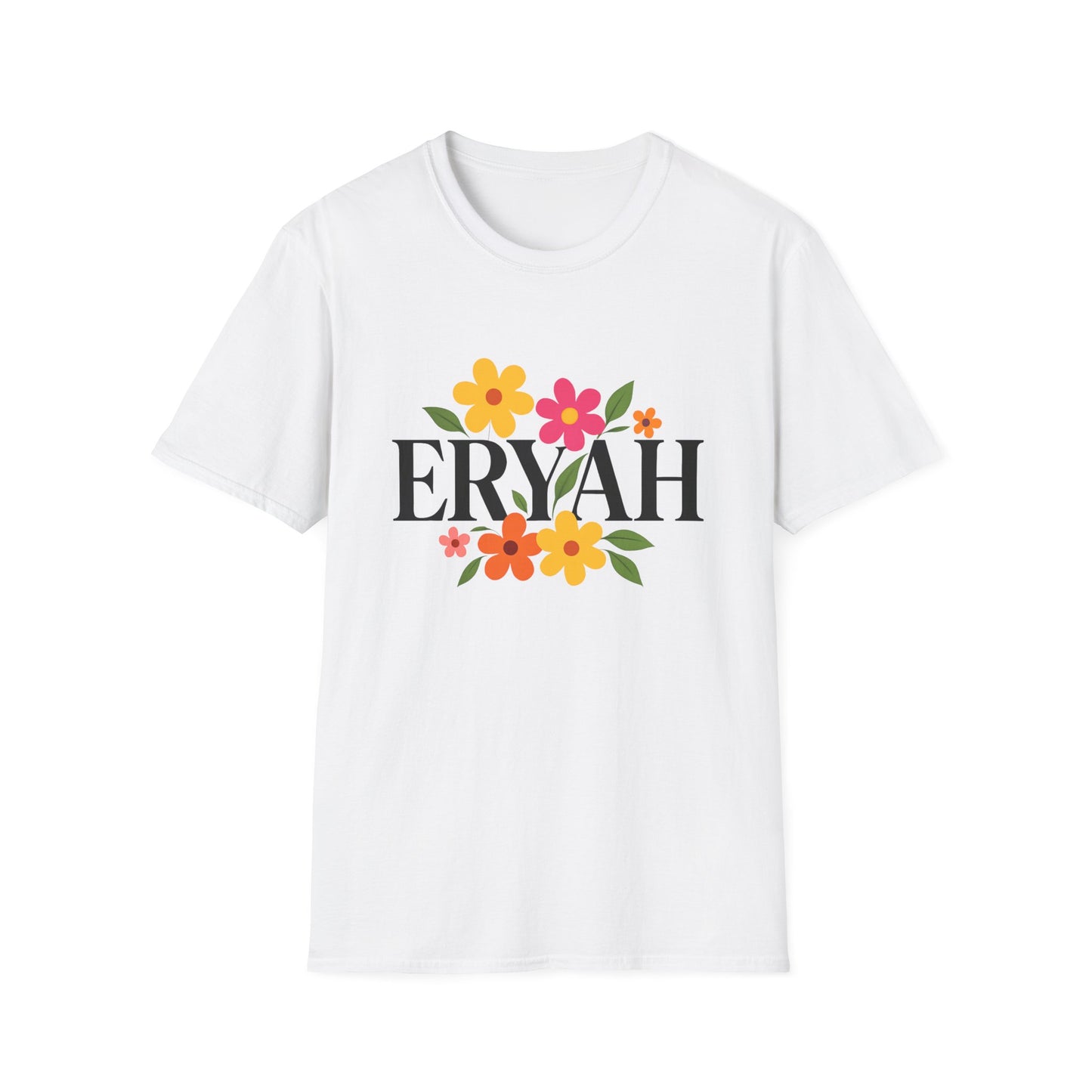 "ERYAH Floral Power Typography Tee - Retro Bloom Streetwear"