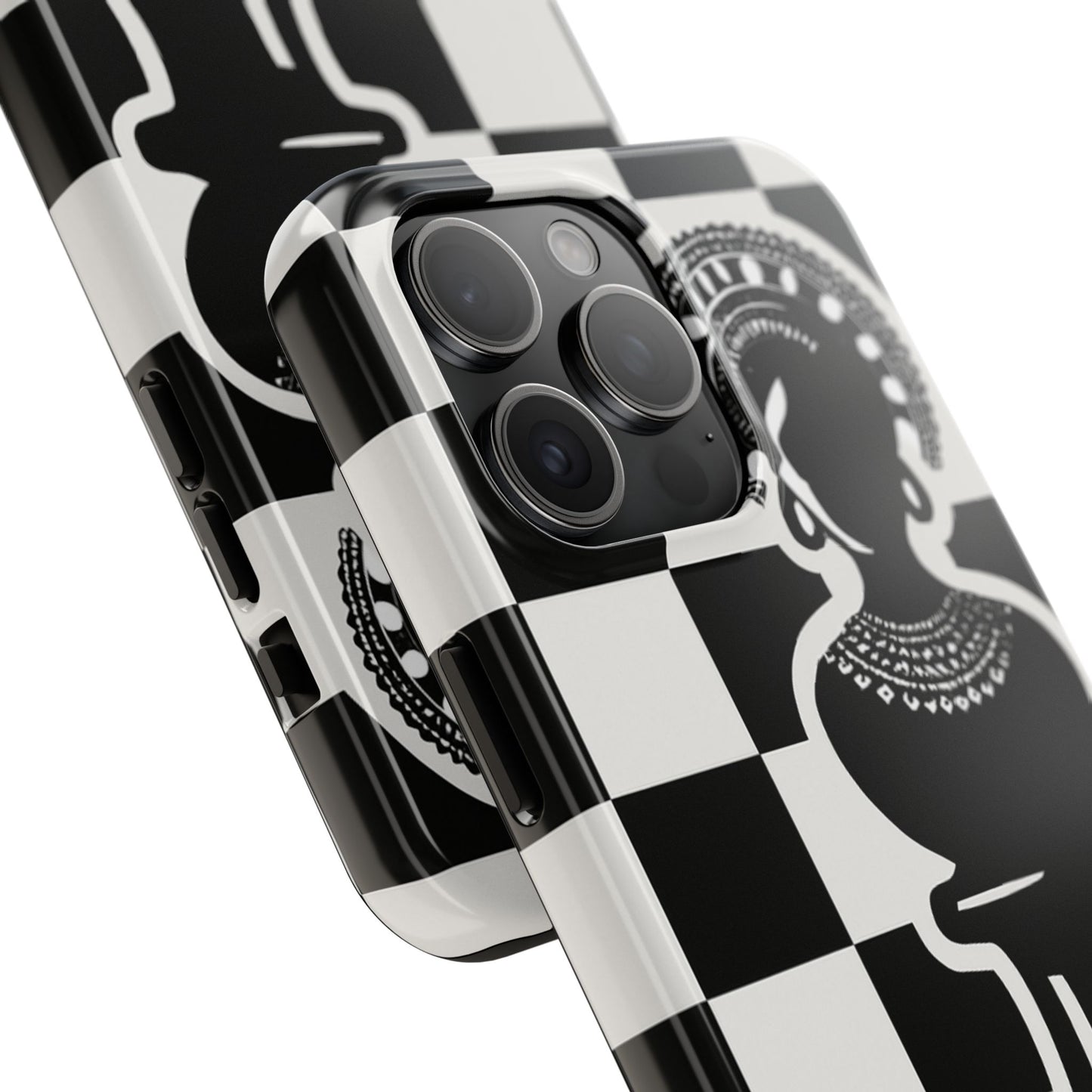 Chess Queen Phone Case, Tough Phone Cases, Stylish Accessories, Unique Gift, Geometric Design, Black and White Aesthetic