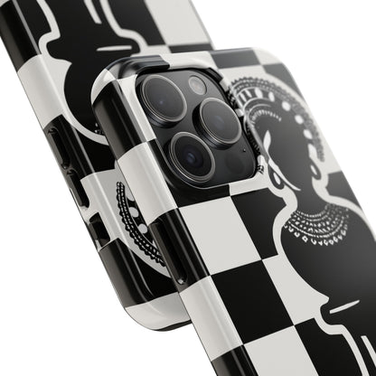 Chess Queen Phone Case, Tough Phone Cases, Stylish Accessories, Unique Gift, Geometric Design, Black and White Aesthetic