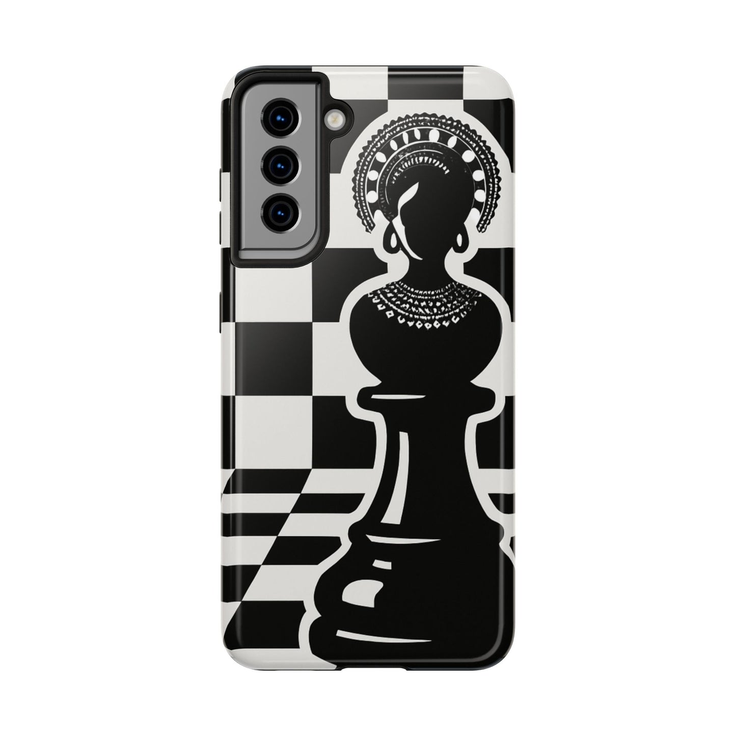 Chess Queen Phone Case, Tough Phone Cases, Stylish Accessories, Unique Gift, Geometric Design, Black and White Aesthetic