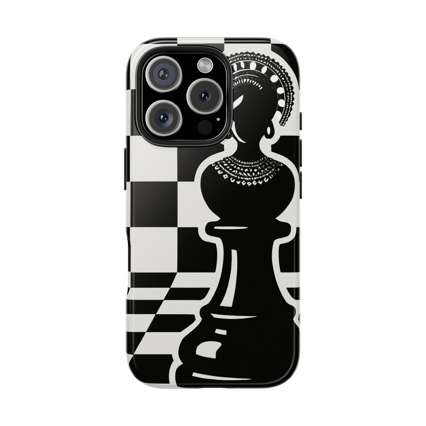 Chess Queen Phone Case, Tough Phone Cases, Stylish Accessories, Unique Gift, Geometric Design, Black and White Aesthetic