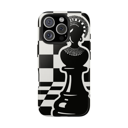 Chess Queen Phone Case, Tough Phone Cases, Stylish Accessories, Unique Gift, Geometric Design, Black and White Aesthetic