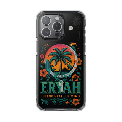 Tropical Phone Case featuring ,Eryah, Island State of Mind' Design,  Clear Magnetic Impact Protection, Perfect Gift for Vacation