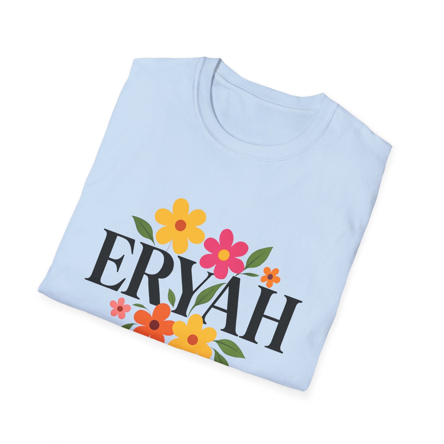 "ERYAH Floral Power Typography Tee - Retro Bloom Streetwear"