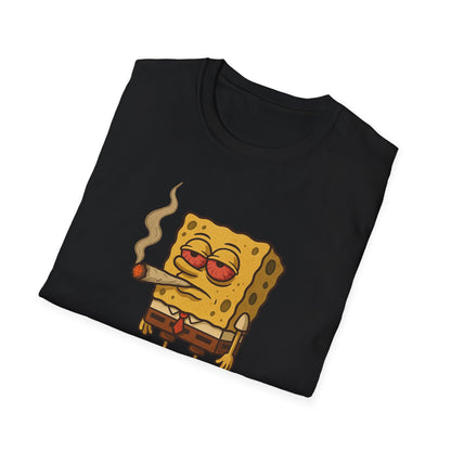 1GunBob – The Blazed Sponge 🧽🔥🪵, Chill SpongeBob Tee, Fun Graphic Tee, Casual Wear, Gift for Fans, Humor Apparel, Unique Summer Shirt