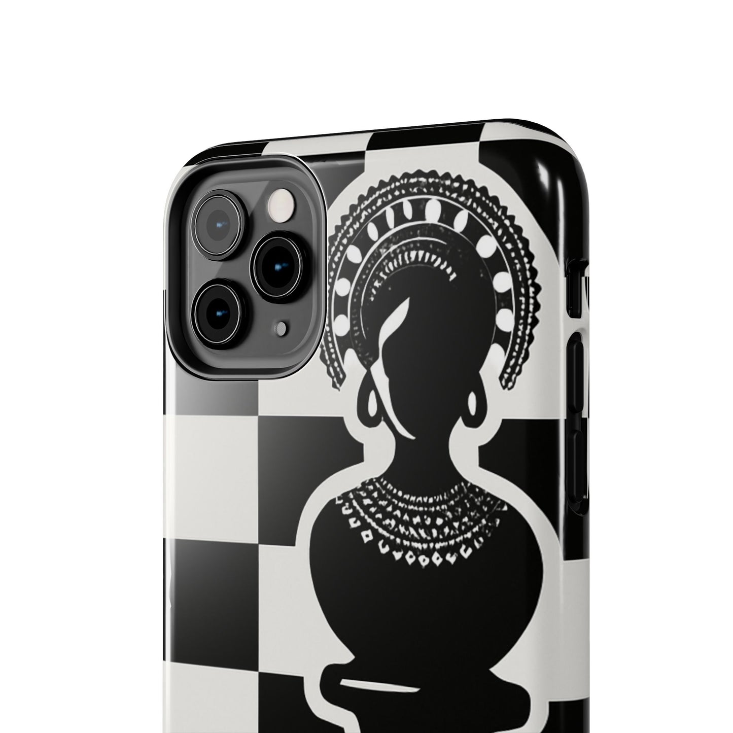 Chess Queen Phone Case, Tough Phone Cases, Stylish Accessories, Unique Gift, Geometric Design, Black and White Aesthetic