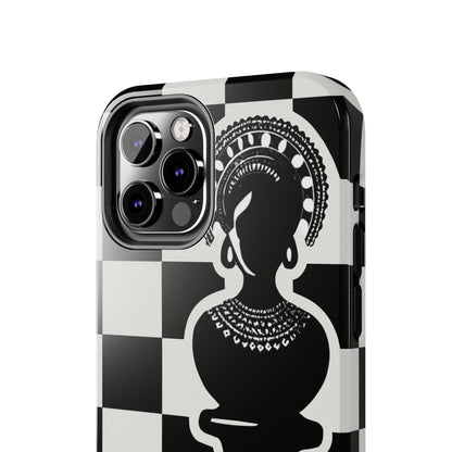 Chess Queen Phone Case, Tough Phone Cases, Stylish Accessories, Unique Gift, Geometric Design, Black and White Aesthetic