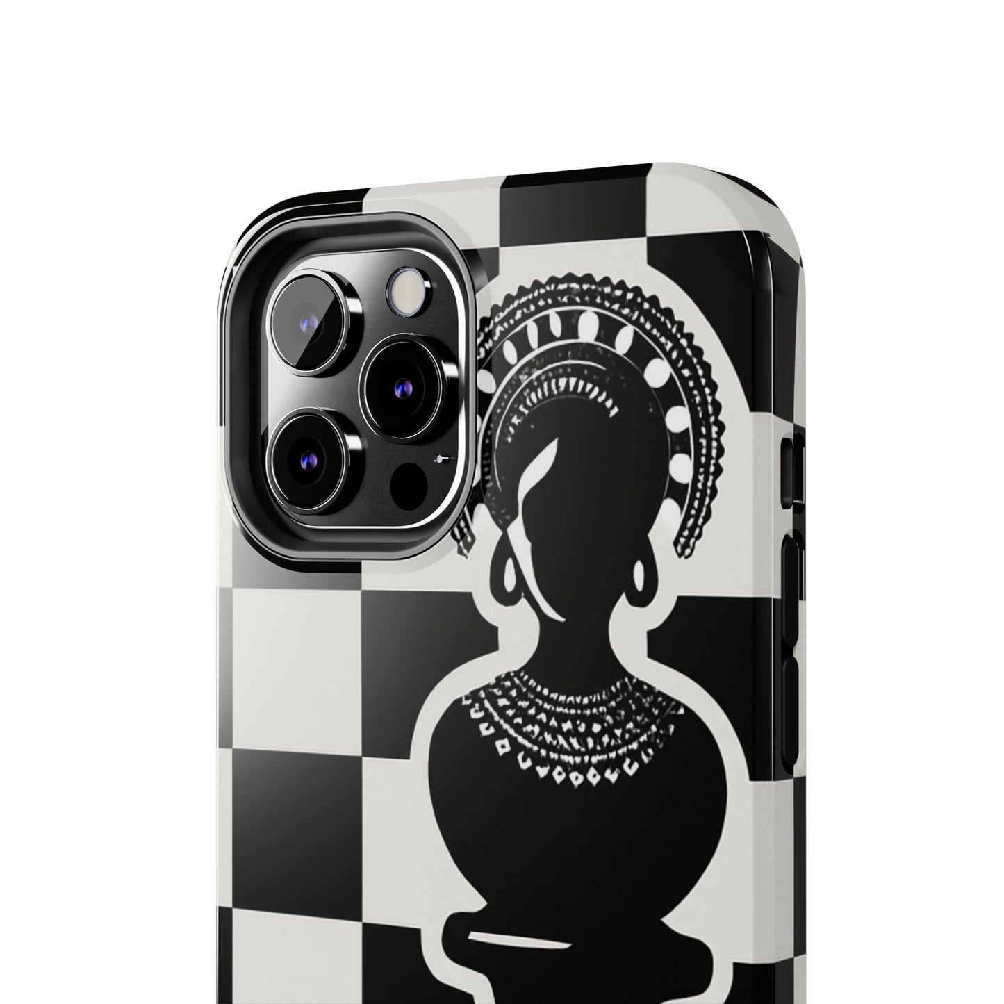 Chess Queen Phone Case, Tough Phone Cases, Stylish Accessories, Unique Gift, Geometric Design, Black and White Aesthetic