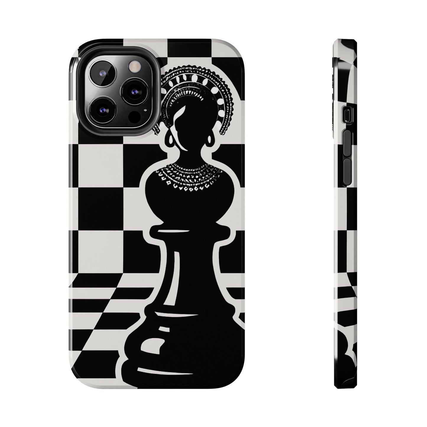 Chess Queen Phone Case, Tough Phone Cases, Stylish Accessories, Unique Gift, Geometric Design, Black and White Aesthetic
