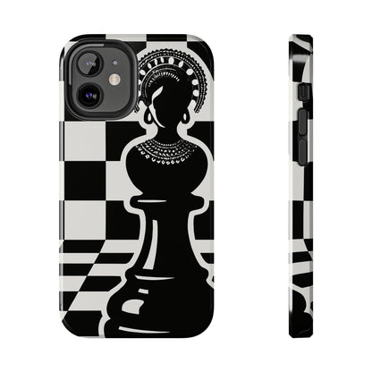 Chess Queen Phone Case, Tough Phone Cases, Stylish Accessories, Unique Gift, Geometric Design, Black and White Aesthetic