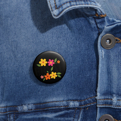 Custom Floral Pin Buttons | Vibrant Floral Badges for Gifts, Party Favors, Accessories, Personalization, Floral Art
