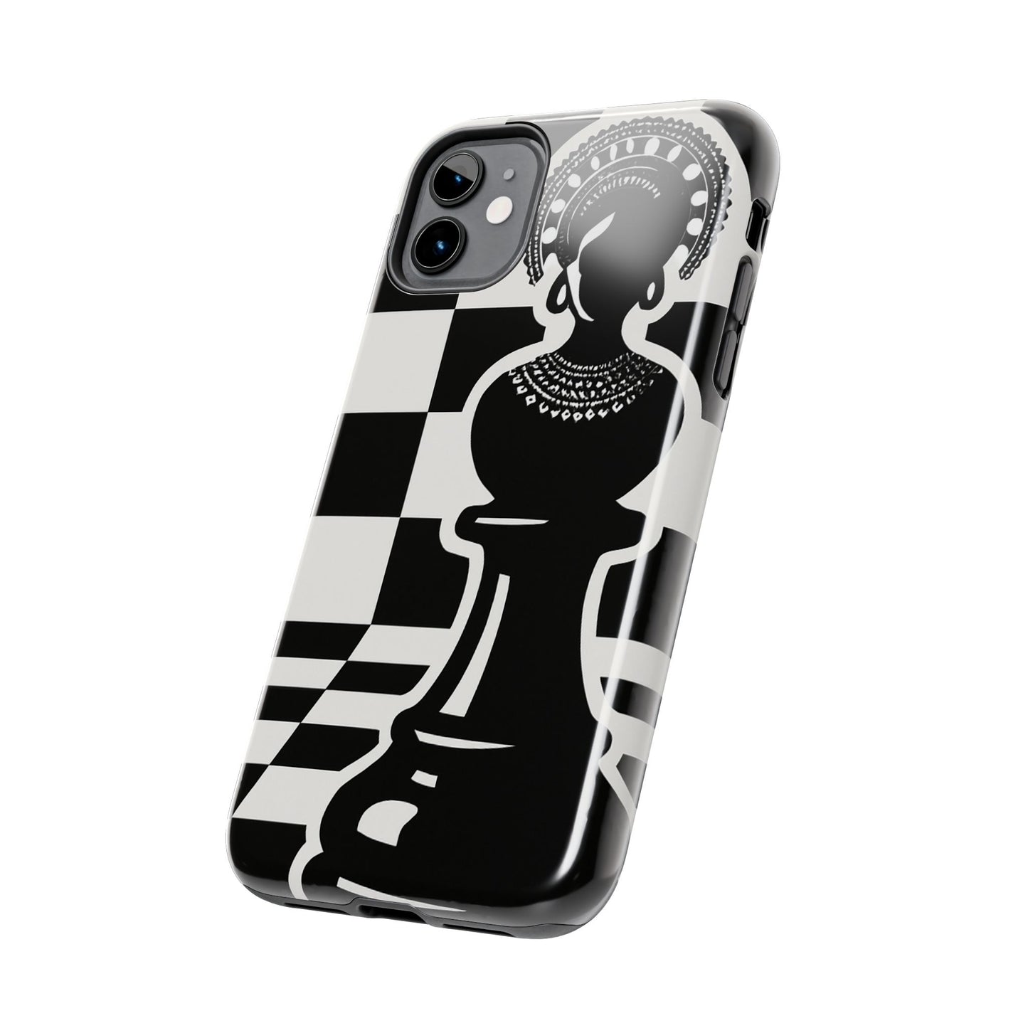 Chess Queen Phone Case, Tough Phone Cases, Stylish Accessories, Unique Gift, Geometric Design, Black and White Aesthetic